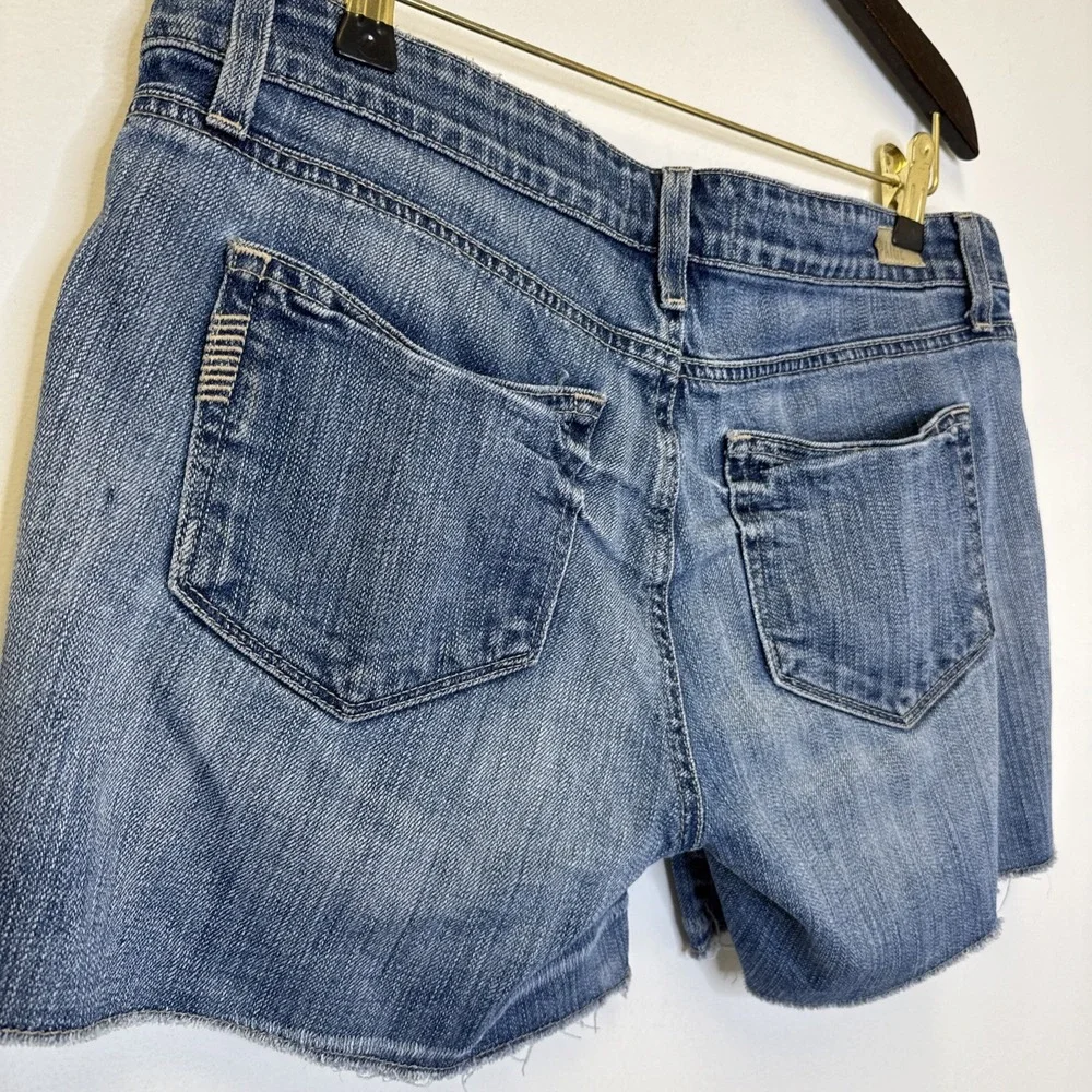Paige Jimmy Jimmy Skinny Denim Shorts Medium Wash Raw Hem‎ Size 28